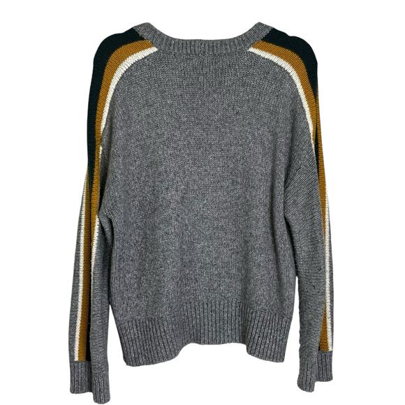 Madewell Heath Pullover Sweater L Gray Stripe Oversized Wool Alpaca Blend Boho - Picture 5 of 13